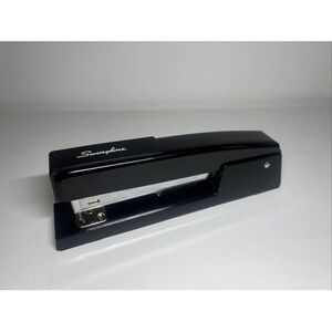 7” EUC Vintage Swingline Desk Stapler Model 747 Heavy Metal Black Chrome Retro